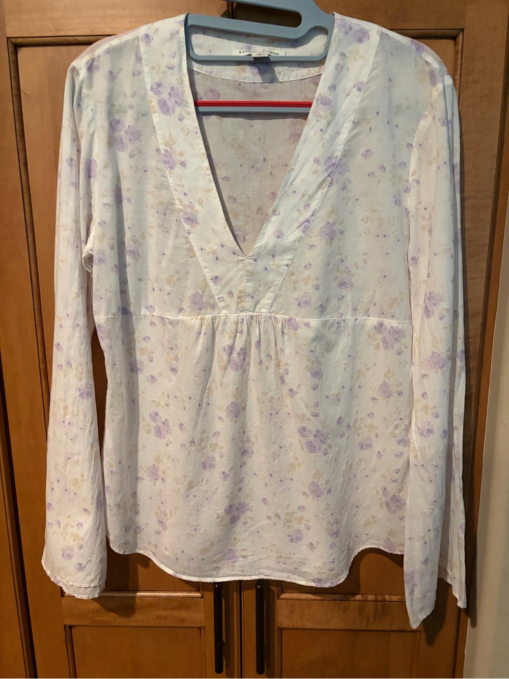 Banana Republic Cotton Vneck Floral Bell Sleeve Top Womens Size Medium